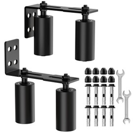 Anobeyi Slide Gate Roller Guide with Steel L Wall Mounting Bracket, Nylon Roller Guide for Rolling Door, Heavy Duty Adjustable Rolling Gate Hardware Kit for Sliding Gate, Wood Gate (Black-2pcs, 4in)