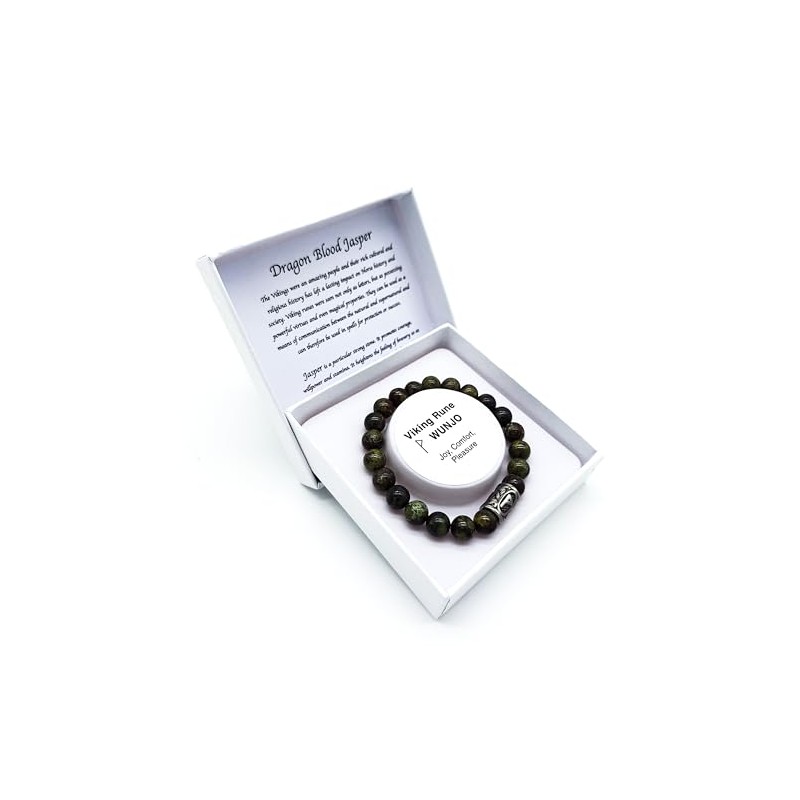 Viking Futhark Rune Gemstone Bracelet (18/21 cm, Women/Men) in Gift