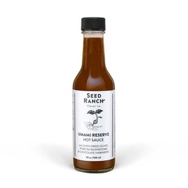 Seed Ranch Umami Reserve Hot Sauce, 5 Fl. oz. - Spicy Heat Flavor - Oven Dried Olives, Porcini Mushrooms & Chocolate Habanero - Vegan, Non-GMO, Gluten-Free - Marinade, Vegetables, Soup & Rice