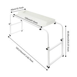ILWorkTLs Adjustable Height and Length Over Bed Desk,Mobile Over Bed Table with Wheels,Adjustable Overbed Table for Bedroom,White