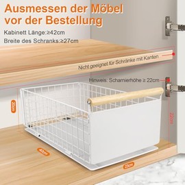 2 Items Extendable Kitchen Drawer, High-Quality Carbon Steel Extendable Cabinet Organiser, Ultra Quiet Telescopic Drawer, 40 cm x 23 cm x 20 cm, Suitable for Kitchen, Bathroom, Pantry