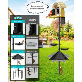 Bird Feeder Pole Squirrel Proof, 92 Inch Heavy Duty Bird Feeder Pole for Outdoor Feeding Station with Stable Base (House Not Included)
