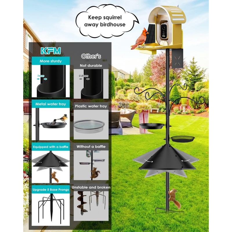 Bird Feeder Pole Squirrel Proof, 92 Inch Heavy Duty Bird