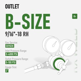 RX WELD Oxygen Regulator Welding Gas Gauges CGA 540 Inlet Oxy for V-Style Torch Cutting Kit, T-Handle