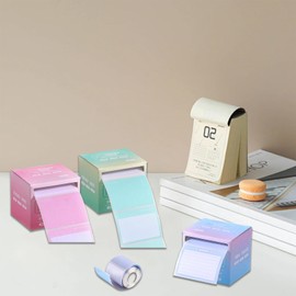 Fkereg 2 Pack Pull-Out Full Adhesive Sticky Notes Roll Tape 512 Sheets 8 Patterns, 1.8 x 2.5 Inch Cute Sticky Note Pads, Colorful Self-Stick Memo Paper Pad Label Stickers for Writing, Blue & Green