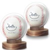 JupDec Baseball Display Case, Round Clear Ball Holder with Wooden