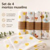 Manta Receptora para Bebé, Set de 4 Muselina de Algodón