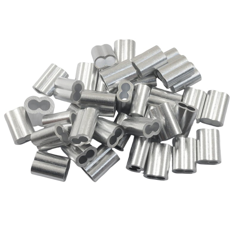 BokWin 50-Pack 3/16 Inch (5mm) Aluminum Cable Crimp Sleeves