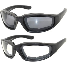 OWL 2Pcs Motorcycle Glasses Men Women Foam Padded Plastic Frame Cycling Riding Glasses UV400 Polycarbonate Motorcycle Goggles