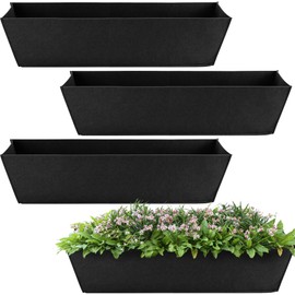 Adnee 4 Pcs 30 Inch Fabric Plant Window Box Liners-Rectangular Non-Woven Planter Basket Liner-Black Felt Flower Hanging Basket for Outdoor Garden Wall Hanging Planter Flower Vegetables