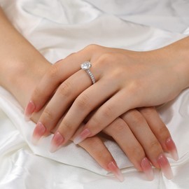 Hitlinker Moissanite Engagement Rings for Women 2ct Oval Cut Promise Wedding Rings for Her 925 Sterling Silver Solitaire Lab Created Moissanite Anniversary Ring for Womens Size 8.5