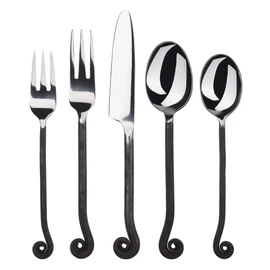 Gourmet Settings 20-Piece Flatware Treble Clef Collection Black Silverware Cutlery Kitchen Sets, Stainless Steel Utensils Knife/Fork/Spoons, Dishwasher Safe (34-350)