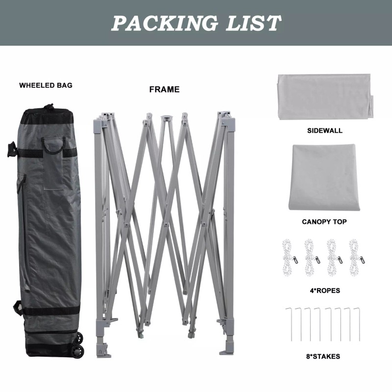 Aoodor 12'x12'/10'x10 - Gray, 12' x 12'