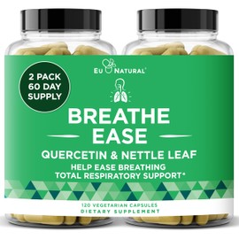 Breathe Inhaler Support Supplement – Sinus, Lungs, Open & Clear Airways – Seasonal Nasal Health, Bronchial Wellness, Healthy Chest – Quercetin, Vitamin D, Bromelain Pills – 120 Vegetarian Capsules