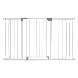Dreambaby Liberty Extra-Wide Hallway Baby Safety Gate Set - with 3.5"/ 9cm & 7"/18cm Wide Extensions - Smart Stay Open Feature - Fits Openings 39-52.5inch Wide & 30 inch Tall - White - Model L799BB