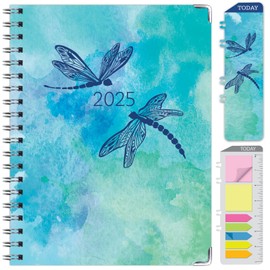 HARDCOVER 2025 Planner, 8.5"x11": 14 Months (November 2024 - December 2025), Daily Weekly Monthly Planner, Yearly Agenda, Bookmark, Pocket Folder and Sticky Note Set (Dragonflies)