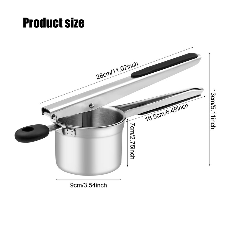 BSDLZCH Heavy-Duty Potato Masher with 3 Interchangeable Cutter Plates, Food-Grade