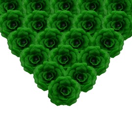 Eternal Blossom Rose Head Flowers with Stem,50 Dark Green Artificial Flowers,Used for Wedding Decoration DIY Handmade Flowers Silk Fake Rose 3 Inches and 6 Inches Stem Decorations