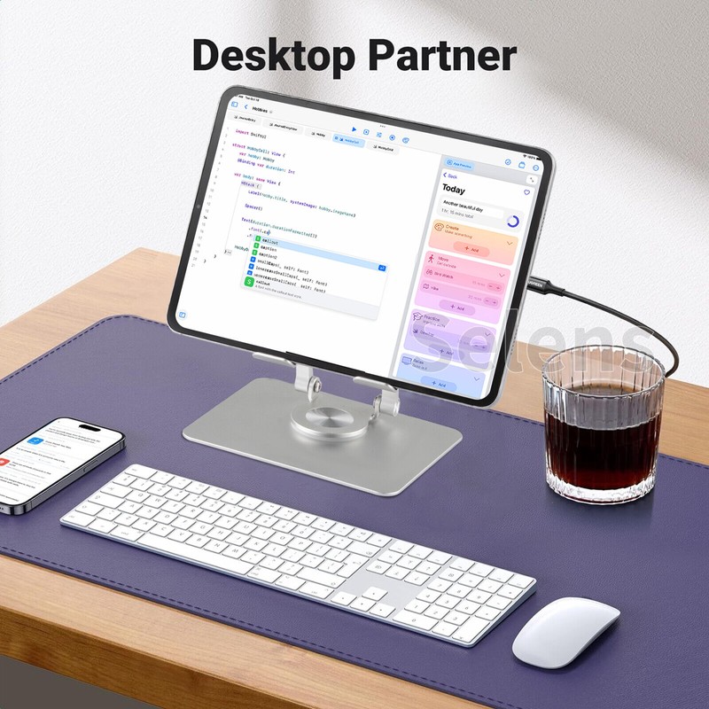 EAREST Tablet Stand Holder Adjustable Desktop Stand Foldable Aluminum For