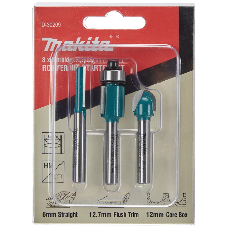 Makita Router Bit Set, 3 Piece, of 30209