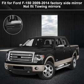 LHCDQSKCW 2 Pcs Driver & Passenger Side View Mirror Reflector Cover Compatible with Ford F150 2009 2010 2011 2012 2013 2014, Replaces 9L3Z17E749AA (Black)