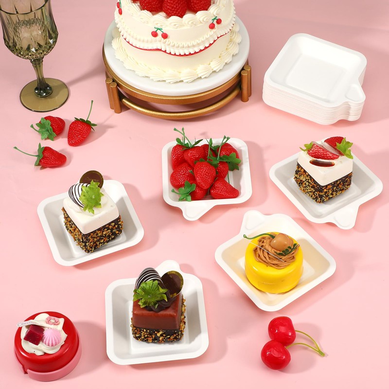 400 Pcs Small Disposable Paper Plates 4 Inch Mini Square