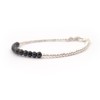 Dainty Natural Black Spinel Beads Bar Bracelet Sterling Silver Gemstone