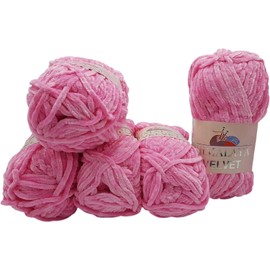 Himalaya Velvet 5 x 100 g Micro Polyester Knitting Wool, Baby Wool, Velvety 500 g Wool (Rose 90009)
