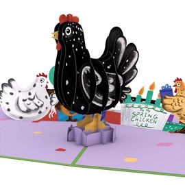Lovepop Chicken Funny Birthday Card for him for her, Happy Birthday To My Spring Chicken, 5" x 7" Premium pop-up