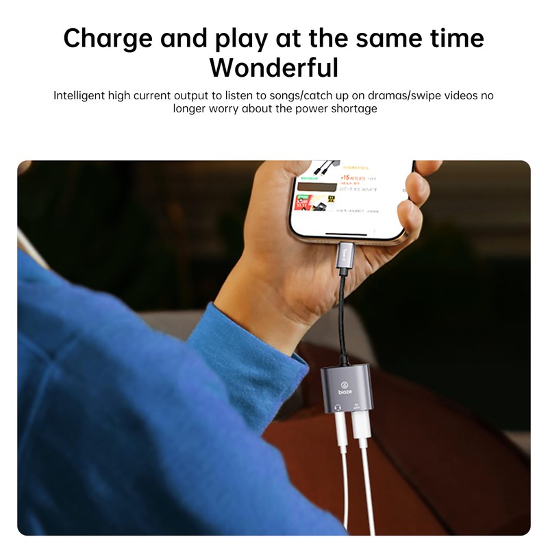 biaze USB‑C to 3.5 mm Headphone & Charger Adapter – 60 W