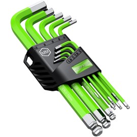 VORXEON 9PCS Allen Wrench Hex Key Set 1.5mm-10mm, Metric Long Ball End Allen Key Set L-Key with Visible Coding for Bike Motorcycle Repair Furniture Assembly Household DIY