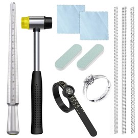 Ring Sizer Kit Tool Measuring Set - Jewelry Ring Size Mandrel with Aluminum Mandrel Metal Ring Sizers Enlarger Expander Adjuster for Finger Rings DIY(10-Ring Size Shaper Tool)