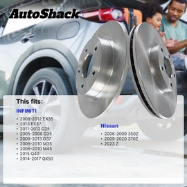 AutoShack Brake Rotors Rear Brake Rotor Replacement Kit for INFINITI QX50 EX35 M35 G25 M45 EX37 G35 2009-2013 G37 2009-2020 2015 Q40 Nissan 350Z 2004-2008 2009-2013 2009-2020 370Z 2015 RWD R41389PR