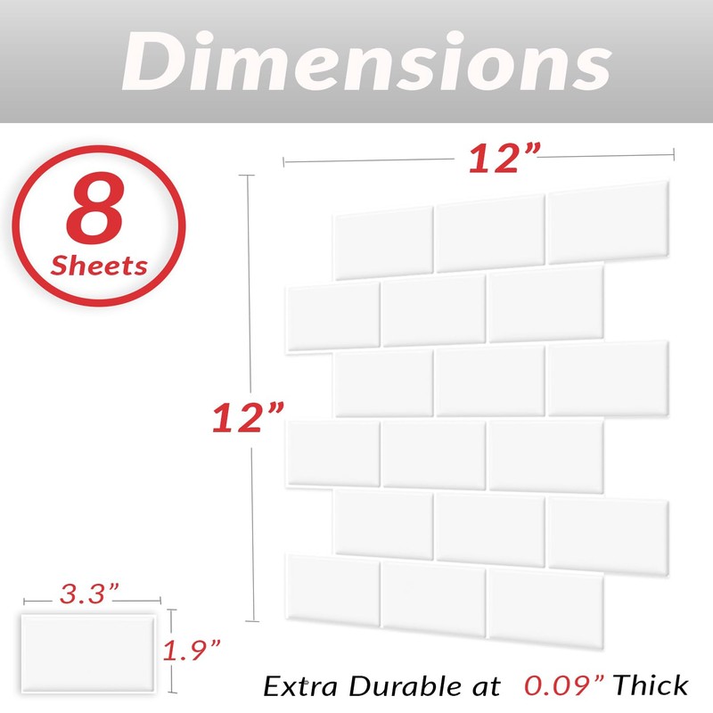 DÉCOR WOW Peel & Stick Backsplash for Kitchen & Bathroom,
