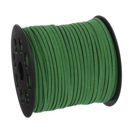 sourcing map Suede Cord, 98.43 Yard 2.6mm Flat Leather Thread String for Purse Handbag Shoelace DIY Crafts Bracelet Making, Dark Green 1 Roll