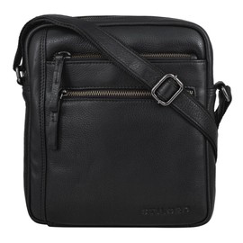 STILORD 'Garcia' Modern Leather Shoulder Bag Small Vintage Cross Body Cross Over Bag for Men Women Messenger Bag in Genuine Leather, Colour:obsidian black