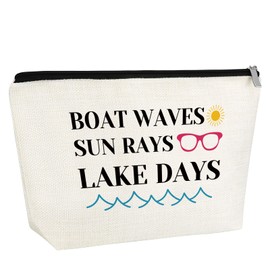 Boating Lake Lover Gift Beach Makeup Bag Summer Beach Lover Gifts Cosmetic Bag Boating Lake Make Up Bag Beach Decor Gift For Women Essentials For Vacation Beach Stuff Bag Best Travel Gift Ideas