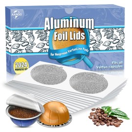 AANQQ Aluminum Foil Lids for Nespresso Vertuo Reusable Pods: 100 PCS Foil Seal Cover for Refill Espresso Coffee Pods - Fit with Nespresso Vertuoline VertuoPlus Refillable Capsule(Stickers Only)