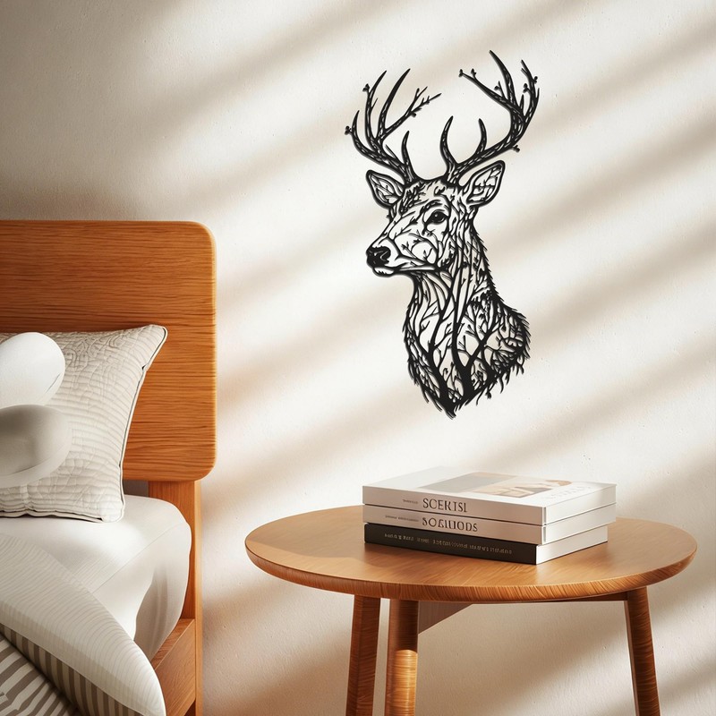 Deer Head Metal Wall Art - Rustic Cabin Decor
