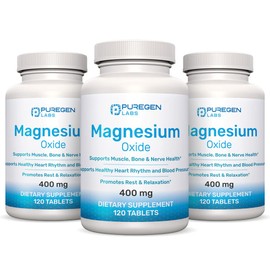 Suplemento de magnesio 400 mg [alta potencia]  Óxido de magnesio para apoyo inmunológico, recuperación muscular, calambres en las piernas, relajación 