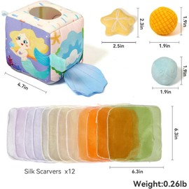 Baby Tissue Box Sensory Toy – Montessori Pulling Scarf & Crinkle Activity Toy for Babies 6–18 Months