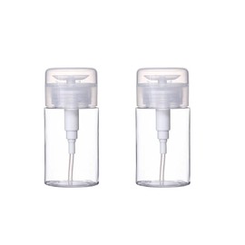 2 Pcs 100ml 3.4oz Push Down Empty Pump Dispenser Bottles Nail Polish Remover Pump Empty Dispenser Bottle with Flip Top Cap for Nail Polish and Makeup Remover