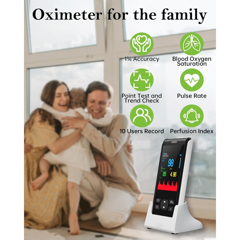 Pulse Oximeter - Handheld Pulse Oximeter Rechargeable Overnight Pulse Ox