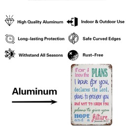 Hesanqian Vintage Funny Metal Tin Sign - Inspirational Bible Verse Wall Art Decor - “For I Know The Plans I Have For You” Scripture Sign - Christian Home Office Prayer Room Decor - 8x12 Inch