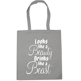 Hippowarehouse Looks like a beauty drinks like a beast Tote Shopping Gym Beach Bag 42cm x38cm, 10 litres