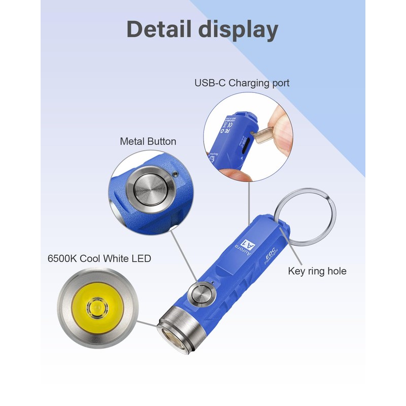 RovyVon Aurora A1 G4 USB C Rechargeable Mini Flashlight, Small