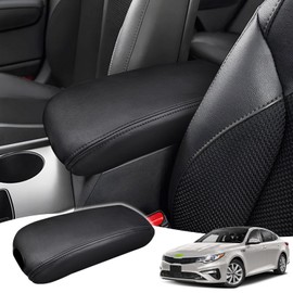 QSYPSS Center Console Cover Fits Kia Optima 2016 2017 2018 2019 2020 Armrest Box Protective Cover Center Console Cushion Middle Leather Console Cover Accessories Black Stitches