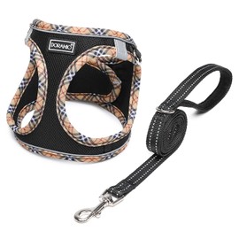 DORAMIO Dog Harness for Small Dogs with Lead, Step-in Harness, Reflective, Breathable Chest Harness, Anti-Pull Safety Harness, Cat Harness for Small Dogs, Cats (Black Yellow, S)
