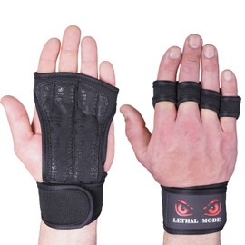 LETHAL MODE Workout Gloves for Men & Women – Fingerless Weight Lifting Gloves with Wrist Support for Gym, Crossfit, and Exercise – Durable Grip for Weightlifting, Cycling & Training (D2, Small)