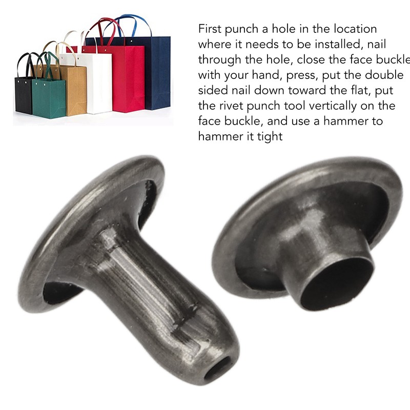 500 Sets Leather Rivets 8x8mm Electroplating Process High Hardness Iron